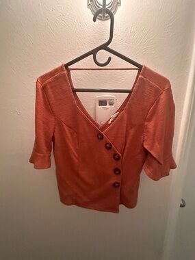 june & hudson Burnt Orange Button-Front Knit Top